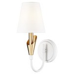Claudelle Curved Arm Wall Light - White / Gold / White