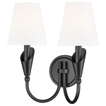 Claudelle Curved Arm Double Wall Light - Black / White