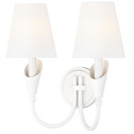 Claudelle Curved Arm Double Wall Light - Textured White / White
