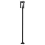 Hartwell Outdoor Post Light with Square Post - Sand Black / Clear Seedy
