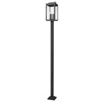Hartwell Outdoor Post Light with Square Post - Sand Black / Clear Seedy