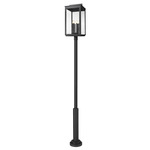 Hartwell Outdoor Post Light with Round Post - Sand Black / Clear Seedy