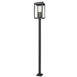 Hartwell Outdoor Post Light with Square Post - Sand Black / Clear Seedy