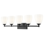 Oren Bathroom Vanity Light - Matte Black / Matte Opal