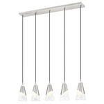 Aimie Linear Chandelier - Brushed Nickel / White Swirl