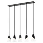 Aimie Linear Chandelier - Matte Black / White Swirl