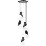 Aimie Round Multi-Light Pendant - Matte Black / White Swirl