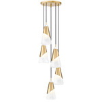 Aimie Round Multi-Light Pendant - Modern Gold / White Swirl