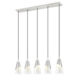 Aimie Linear Chandelier - Brushed Nickel / White Swirl