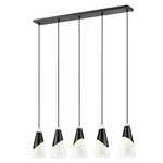 Aimie Linear Chandelier - Matte Black / White Swirl