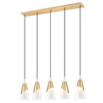 Aimie Linear Chandelier - Modern Gold / White Swirl