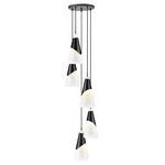 Aimie Round Multi-Light Pendant - Matte Black / White Swirl