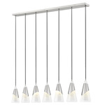 Aimie Linear Chandelier - Brushed Nickel / White Swirl