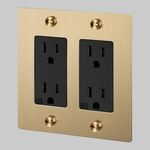 Buster + Punch 2-Gang Cross Duplex Outlet - Brass