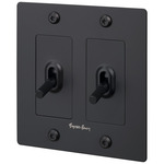 Buster + Punch 2-Gang Complete Linear Knurl Toggle Switch - Black