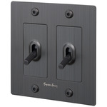 Buster + Punch 2-Gang Complete Linear Knurl Toggle Switch - Smoked Bronze
