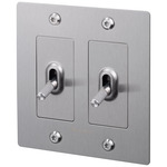 Buster + Punch 2-Gang Complete Linear Knurl Toggle Switch - Steel