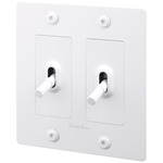 Buster + Punch 2-Gang Complete Linear Knurl Toggle Switch - White