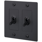 Buster + Punch 2-Gang Complete Linear Knurl Toggle Switch - Black