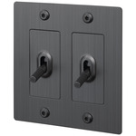 Buster + Punch 2-Gang Complete Linear Knurl Toggle Switch - Smoked Bronze
