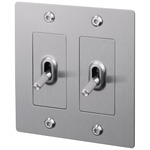 Buster + Punch 2-Gang Complete Linear Knurl Toggle Switch - Steel