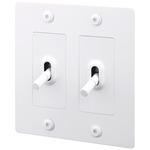 Buster + Punch 2-Gang Complete Linear Knurl Toggle Switch - White