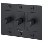 Buster + Punch Complete 3-Gang Cross Knurl Dimmer Switch - Black