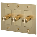 Buster + Punch Complete 3-Gang Cross Knurl Dimmer Switch - Brass
