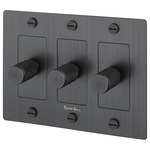 Buster + Punch Complete 3-Gang Cross Knurl Dimmer Switch - Smoked Bronze