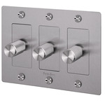 Buster + Punch Complete 3-Gang Cross Knurl Dimmer Switch - Steel