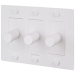 Buster + Punch Complete 3-Gang Cross Knurl Dimmer Switch - White