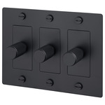 Buster + Punch Complete 3-Gang Cross Knurl Dimmer Switch - Black