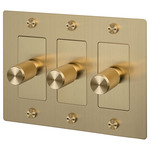 Buster + Punch Complete 3-Gang Cross Knurl Dimmer Switch - Brass