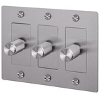 Buster + Punch Complete 3-Gang Cross Knurl Dimmer Switch - Steel
