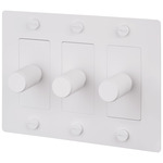 Buster + Punch Complete 3-Gang Cross Knurl Dimmer Switch - White