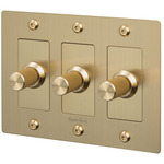Buster + Punch Complete 3-Gang Linear Knob Dimmer Switch - Brass