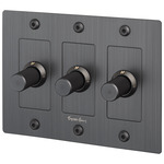 Buster + Punch Complete 3-Gang Linear Knob Dimmer Switch - Smoked Bronze