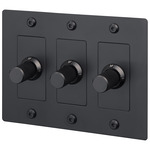 Buster + Punch Complete 3-Gang Linear Knob Dimmer Switch - Black