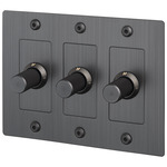 Buster + Punch Complete 3-Gang Linear Knob Dimmer Switch - Smoked Bronze