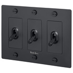 Buster + Punch 3-Gang Complete Cross Knurl Toggle Switch - Black