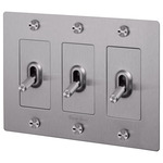 Buster + Punch 3-Gang Complete Cross Knurl Toggle Switch - Steel