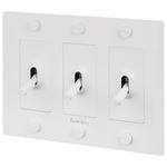 Buster + Punch 3-Gang Complete Cross Knurl Toggle Switch - White