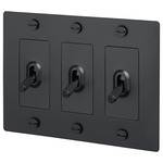 Buster + Punch 3-Gang Complete Cross Knurl Toggle Switch - Black