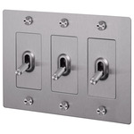 Buster + Punch 3-Gang Complete Cross Knurl Toggle Switch - Steel