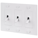 Buster + Punch 3-Gang Complete Cross Knurl Toggle Switch - White