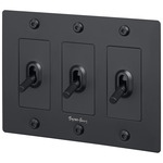 Buster + Punch 3-Gang Complete Linear Knurl Toggle Switch - Black