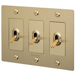 Buster + Punch 3-Gang Complete Linear Knurl Toggle Switch - Brass