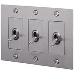Buster + Punch 3-Gang Complete Linear Knurl Toggle Switch - Steel