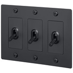 Buster + Punch 3-Gang Complete Linear Knurl Toggle Switch - Black