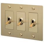 Buster + Punch 3-Gang Complete Linear Knurl Toggle Switch - Brass